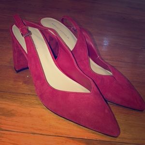 Marc Fisher Red Suede Point Heals